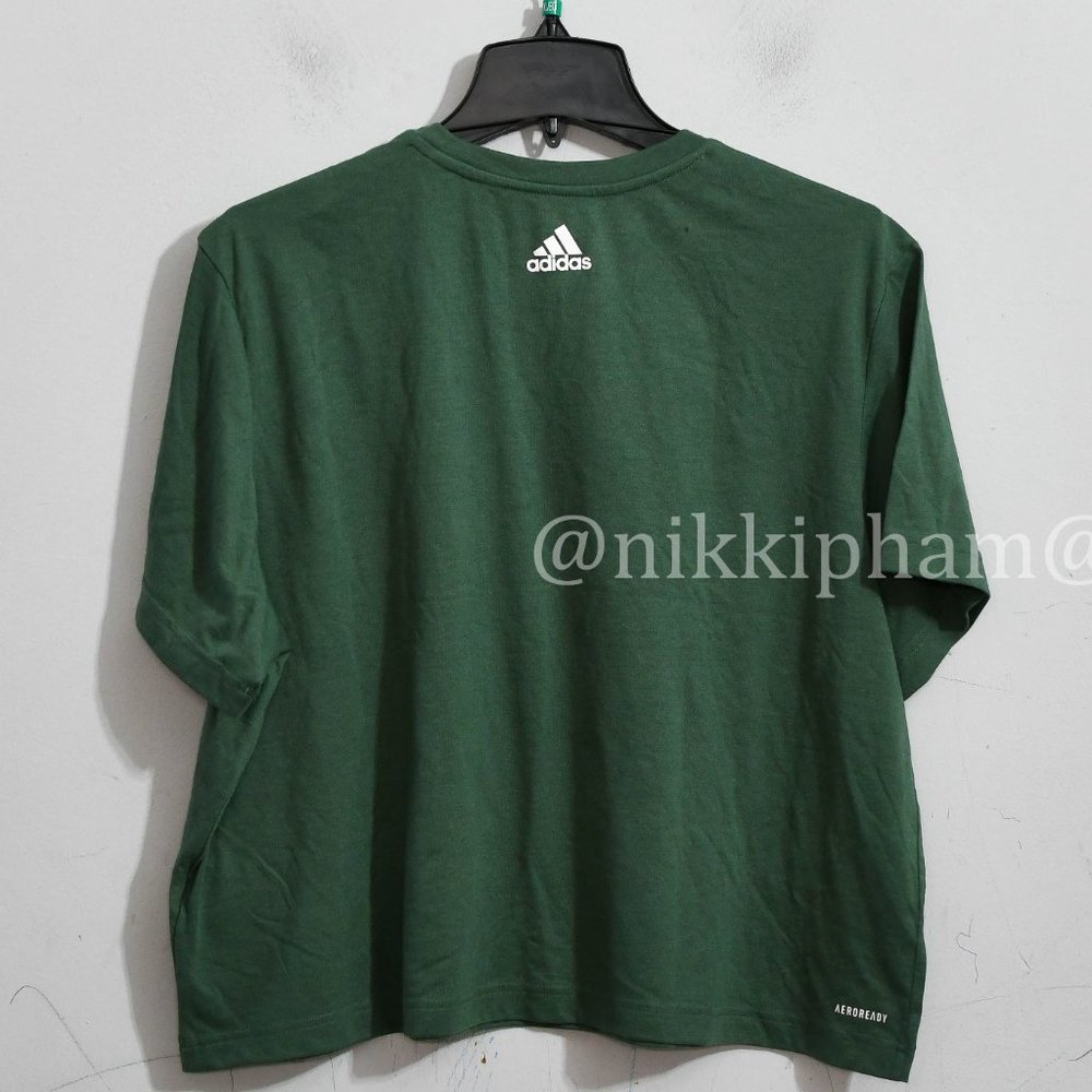 Adidas Ladies' Logo Crop Tee in green - Picture 4 of 5